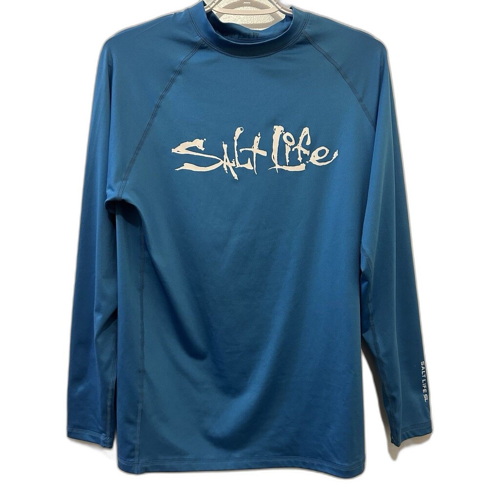Salt Life SLX Shirt Mens Large Blue Long Sleeve Fishing Outdoors